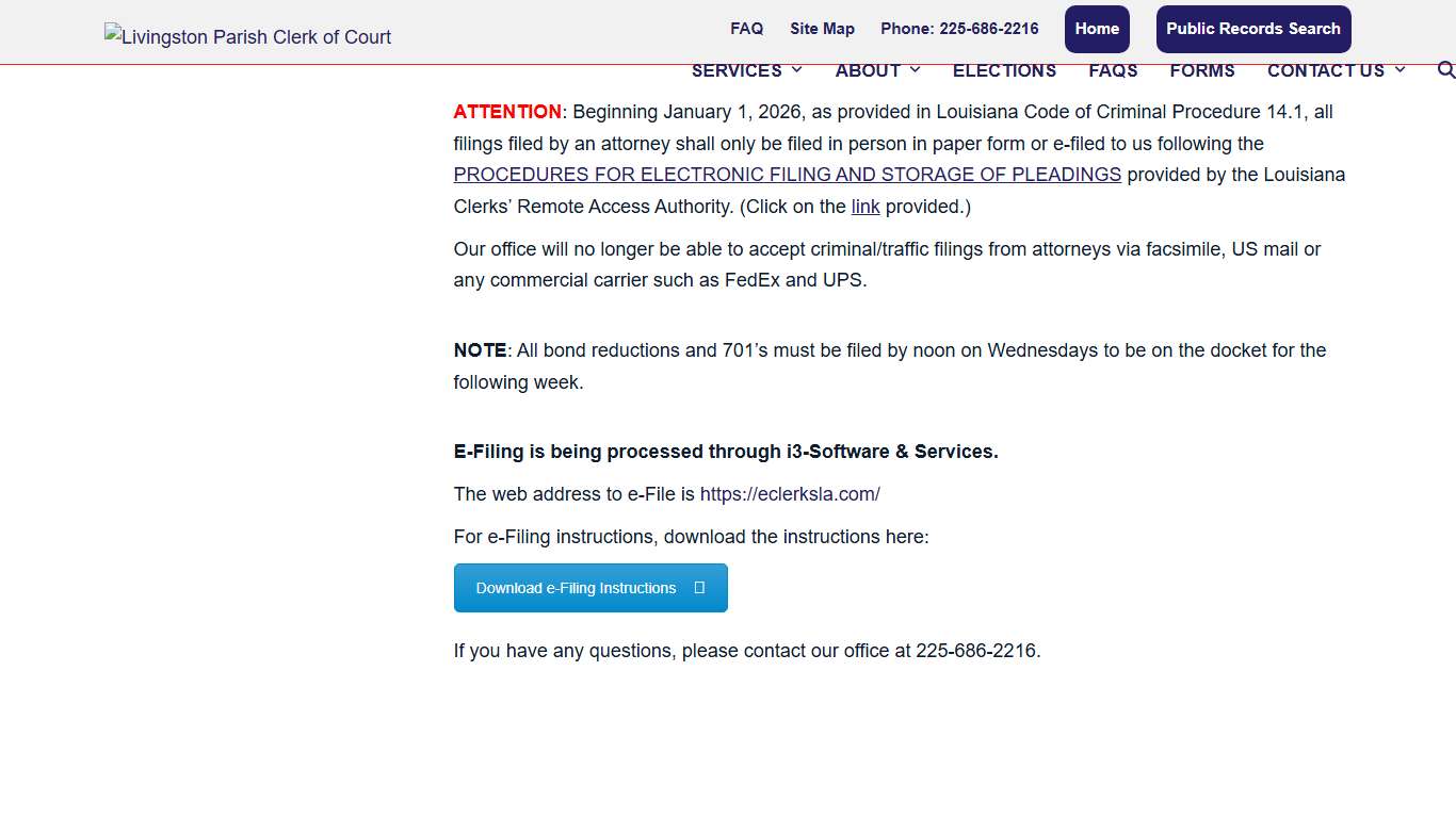 Criminal E-Filing - Livingston Parish Clerk of Court