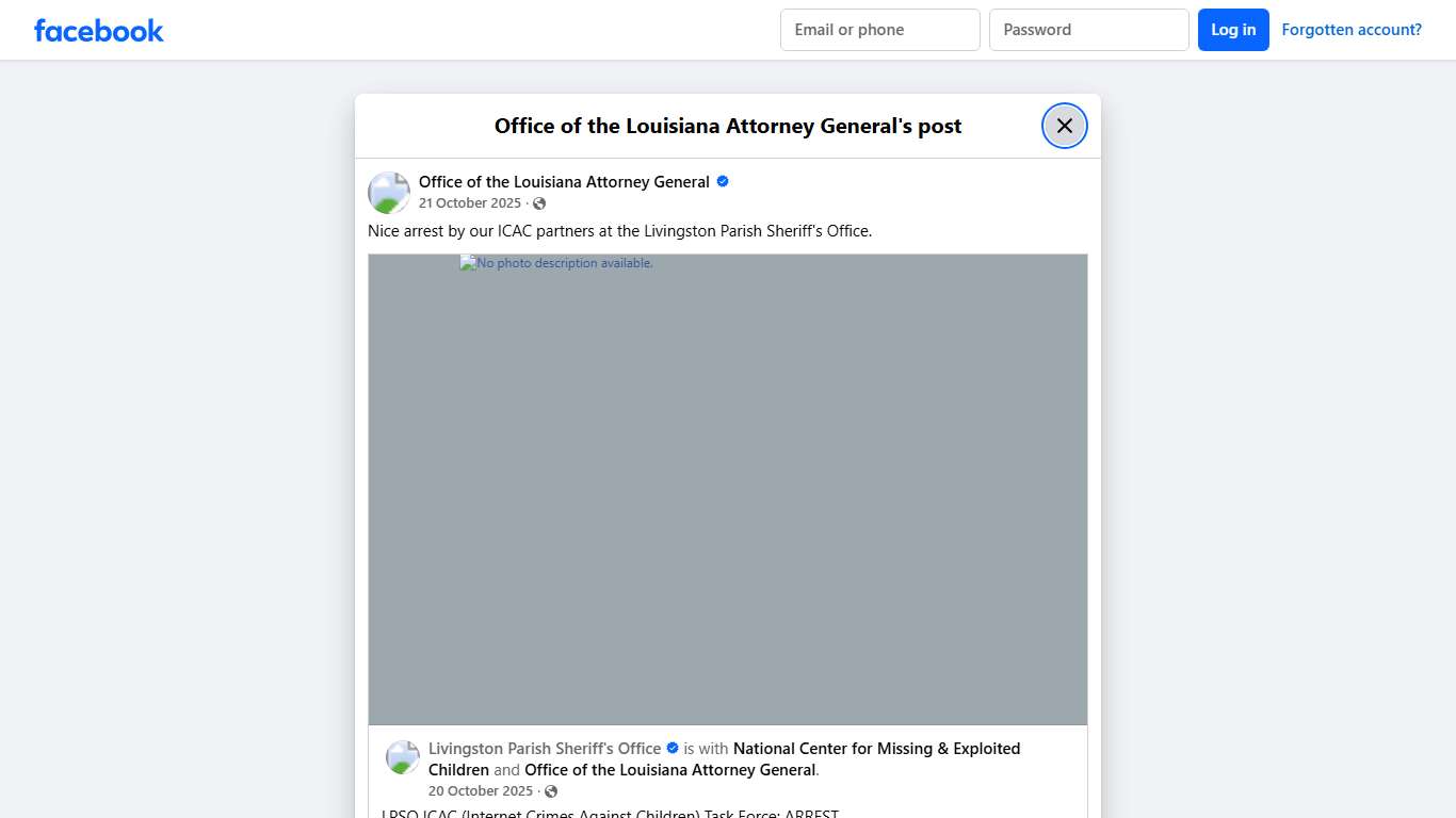 Nice arrest by... - Office of the Louisiana Attorney General Facebook